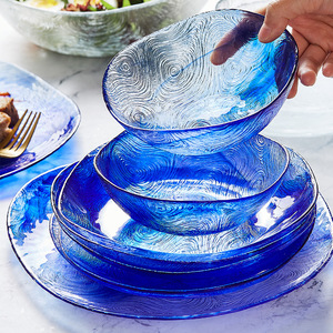 Plato de Vidrio con Diseño de Plantas Bohemias, Plato para Aperitivos <span class=keywords><strong>y</strong></span> Frutas, Tazón Creativo <span class=keywords><strong>y</strong></span> Vajilla - Product Image 1