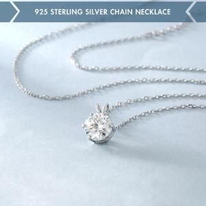 Regali da donna <span class=keywords><strong>con</strong></span> certificazione per gioielli in Moissanite 925 in argento Sterling placcato in oro 14K <span class=keywords><strong>collana</strong></span> <span class=keywords><strong>con</strong></span> ciondolo <span class=keywords><strong>con</strong></span> diamanti <span class=keywords><strong>solitario</strong></span> da laboratorio - Product Image 4