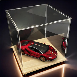 <span class=keywords><strong>Vitrine</strong></span> en acrylique transparent avec base en bois Assembler une <span class=keywords><strong>vitrine</strong></span> de protection de support de boîte en acrylique pour <span class=keywords><strong>Figurines</strong></span> de souvenirs de collection - Product Image 1