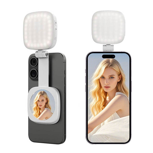 Ring Light F662 CYKE Mini Fill Light Rechargeable 3 Modes Adjustable 360° Flip & Built-in Mirror Magnetic Mobile Phone Selfie