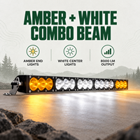 Barre lumineuse LED bicolore HSSH 210W, 38 pouces, simple rangée, combiné ambre/blanc, lampe de toit 9-30V 8000Lm pour camion et voiture