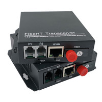 PCM 2-Channel RJ11 Ethernet Telephone Transmitter 20km Single Mode Fiber Optic Media Converter Extender FXS/FXO Transceivers