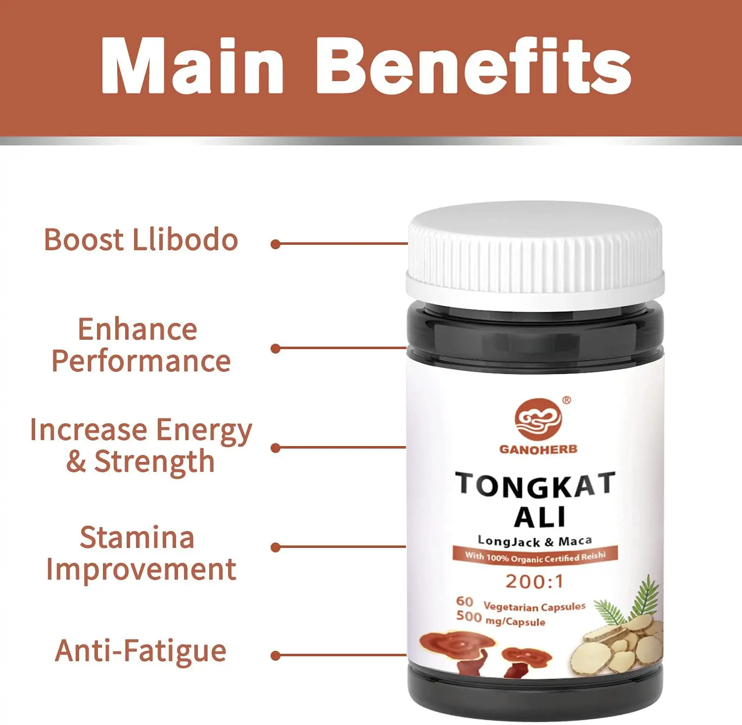 Herbal supplement Tongkat Ali Maca extract Capsule for men for whesale china manufacturer
