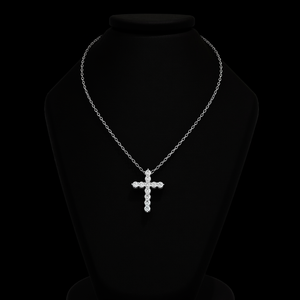 Collar con colgante de cruz de plata de ley 925 de alta calidad, corte redondo, regalo de Joyería de diamantes cultivados Leb para mujeres y hombres - Product Image 1