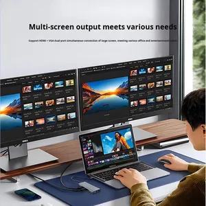 Высококачественная док-станция 13-в-1 Type-C с Usb3.0 + hdmi + dp + pd + vga + rj45 + sd/tf и Usb-концентратор док-станция для ноутбука - Product Image 4