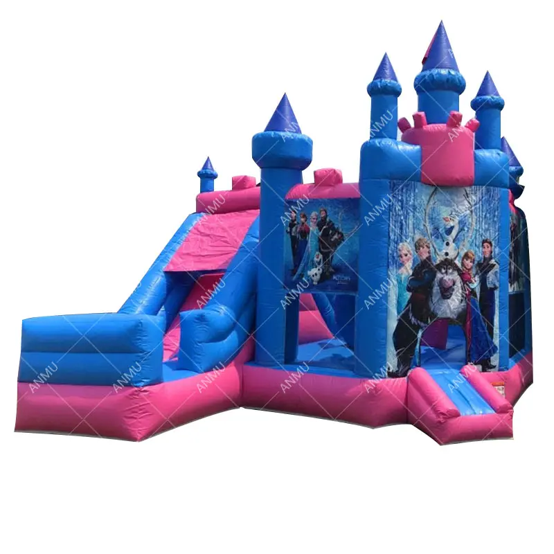 Kastil Rumah Goyang Tiup Tema Frozen Komersial untuk Acara Pesta Anak-anak