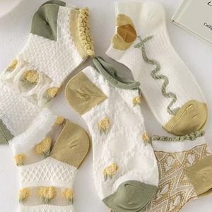 Women's Ankle Socks Polyester Cotton Blend Breathable Summer Style Low Cut Boat Socks Gradient Pattern Sweat Absorbing - Product Image 2