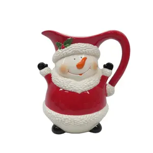 Jarra de cerámica roja y blanca para hombre de nieve, taza de porcelana, taza de Papá Noel de Navidad/taza de café, novedad, venta al por mayor
