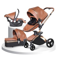 Fr1888 approuvé 3 en 1 bébé poussette en cuir PU Portable 360 degrés rotation bébé landau 3 en 1 voyage 2-en-1 bébé poussette