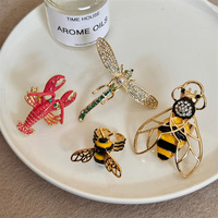 Bague de homard abeille libellule insecte en métal tendance créative pour femme