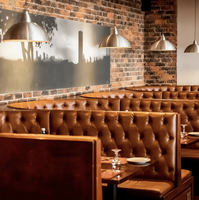 Vente d'usine : Mobilier de restaurant de luxe, banquette en forme de U, banquette en cuir et bois sur mesure pour bar et restaurant