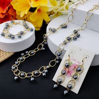 Conjunto de collar y pendientes de joyería de oro Hawaiano, colgante pequeño, Perla de concha, joyería de moda para mujer, conjunto