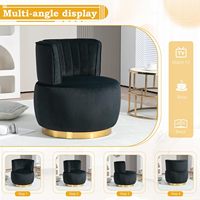 Ensemble de 2 fauteuils pivotants à 360°, fauteuils d'appoint modernes en velours, confortables et rembourrés, base en métal doré, pour salon et chambre à coucher