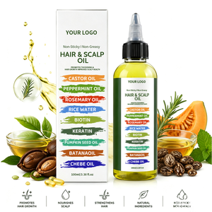 Olio per Capelli e Cuoio Capelluto con Acqua di Riso, Rosmarino, Olio di Ricino, Olio di Batana, Olio di Semi di Zucca, Olio di Menta Piperita, Olio di Chebe, Biotina, Anti-rottura e Protettore dal Calore - Product Image 1