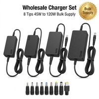 THEONE Chargeur universel pour ordinateur portable en gros, 8 embouts, 45W à 120W, adaptateur secteur pour ordinateur portable en vrac avec logo personnalisé pour les revendeurs