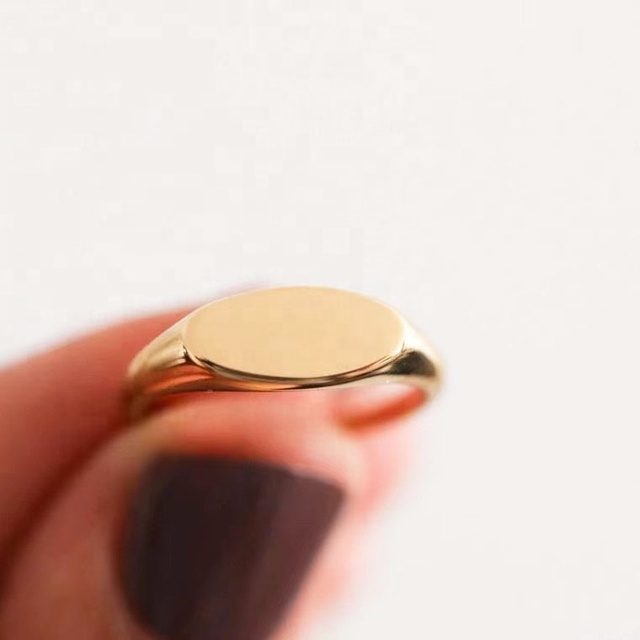 LOZRUNVE High Quality Jewelry Fashion Gold Plated Personalized Oval Signet Ring 925 Silver