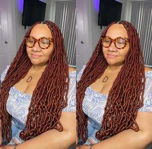 Extensiones de Cabello Sintético de 36 Pulgadas, Estilo <span class=keywords><strong>Trenzas</strong></span> Africanas Faux Locs en Color Naranja, Cabello de Crochet con Procesamiento Químico Teñido - Product Image 2