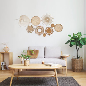 Set of 9 Piece Rattan Bamboo <b>Wall</b> <b>Decor</b> Boho <b>Nursery</b> Living Room Bedroom Office Eco Friendly Vietnam - Product Image 6