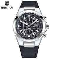 Montre à quartz BENYAR, nouvelle collection, vente chaude, pour homme, chronographe, montre-bracelet homme, montre en cuir, étanche, montre de sport 5206