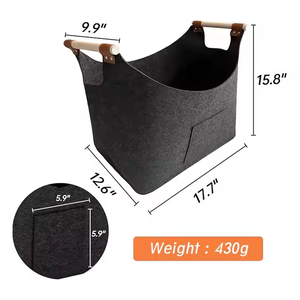 Tùy chỉnh lớn có thể gập lại cảm thấy giỏ củi với gỗ cảm thấy giỏ - Product Image 4