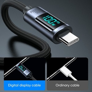Câble de charge rapide et de transfert de données <span class=keywords><strong>JOYROOM</strong></span> S-CC100A16 1,2 m série Prism pour iPhone 16-15, Type-C vers Type-C avec affichage numérique - Product Image 6