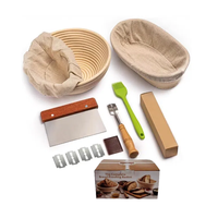 Lot de 12 paniers de fermentation en rotin pour pain au levain, kit de cuisson artisanal en rotin naturel avec coupe-pâte