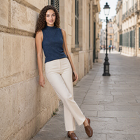 Gilet en tricot léger à séchage rapide en nylon acrylique 12GG, col montant sans manches, pour femme, collection Printemps, support d'échantillons personnalisés ODM