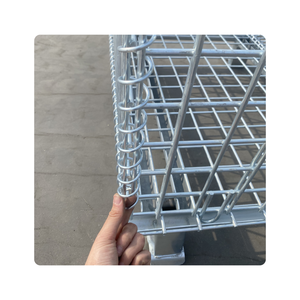 Contenedores de malla de alambre galvanizado, jaulas de almacenamiento metálicas plegables para almacenes, estanterías para palets, carros. - Product Image 5