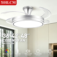 Ventilateur de plafond en nickel brossé avec éclairage LED, moteur DC, IRC 84.9, 2000 lumens, 3 températures de couleur, 6 vitesses, télécommande/contrôle mural, design moderne
