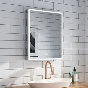 医学キャビネットミラーメーカー | デュアル照明付きスマートLEDミラーキャビネット + 防霧 + 棚 - Product Image 2