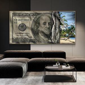 Póster <span class=keywords><strong>de</strong></span> dólar para decoración del hogar, pintura en lienzo <span class=keywords><strong>de</strong></span> dinero Vintage para la playa - Product Image 3