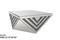 Meubles de salon de luxe, table basse rectangulaire en miroir argenté, table basse contemporaine en diamant écrasé, forme de piano