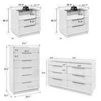 Commode moderne en bois MDF blanc sur mesure avec 6 tiroirs, poignées métalliques, écologique, pour chambre à coucher, appartement, salon