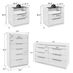 <span class=keywords><strong>Commode</strong></span> moderne en bois MDF blanc sur mesure avec 6 tiroirs, poignées métalliques, écologique, pour chambre à coucher, appartement, salon - Product Image 4
