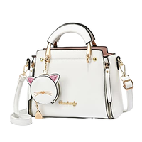 Sac fourre-tout de luxe moderne, simple et tendance pour femme, en PU et polyester, avec fermeture éclair, imperméable, motif dessin animé, couleur Cappuccino, idéal pour les soirées