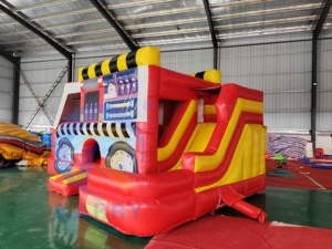 <span class=keywords><strong>Castillo</strong></span> Inflable con Tobogán y Brincolín con Diseño de Camión de Bomberos para Fiestas Infantiles, Certificado CE, en Venta - Product Image 3