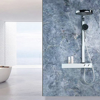 Ensemble de douche pluie de luxe en laiton chromé poli ensemble de robinet de douche double poignées système de douche de salle de bain exposé