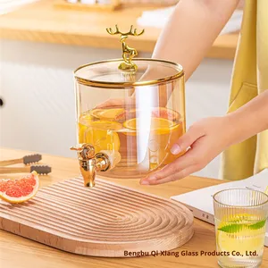 Jarra <span class=keywords><strong>de</strong></span> Agua Fría <span class=keywords><strong>de</strong></span> Vidrio Resistente al Calor con Tapa y Pajita, Apta para Lavavajillas y Microondas, Bebedero con Grifo para Refrigerador <span class=keywords><strong>de</strong></span> Verano - Product Image 6