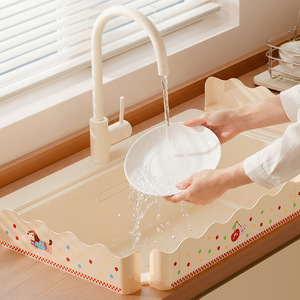 Kitchen Sink Splash Guard Milky White Plastic Waterproof Partition Strip For Countertop Edge Protection - Product Image 2