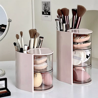 Boîte de rangement cosmétique en plastique anti-poussière pour produits de beauté, houppettes, coussinets de maquillage et accessoires de coiffeuse