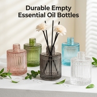 Bouteilles d'aromathérapie cylindriques vintage à rayures verticales de 150 ml, bouteilles d'extincteur, bouteilles de rangement, bouteilles en verre