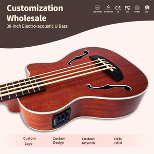 Bajo Acústico Eléctrico de 30 Pulgadas, Bajo Ukulele Portátil de Tamaño Pequeño, Bajo de Viaje para Principiantes, Venta al por Mayor de Fábrica OEM - Product Image 1