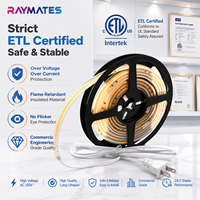 Tira de LED COB Raymates ETL 110v de Alto Voltaje con Enchufe Estadounidense, 2700k, FCOB, CRI 90, 420 LED, Flexible, IP67