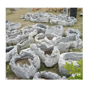 GGV319 Cheap Garden Stone Natural Rock Planter Flower Pots