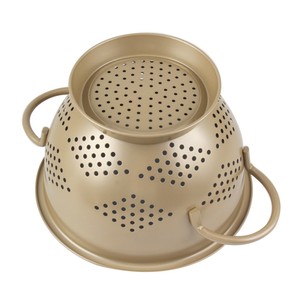 Ensemble de 3 passoires en acier inoxydable doré de qualité supérieure, paniers égouttoirs avec poignées et base sur pieds pour la cuisine et les fruits - Product Image 5