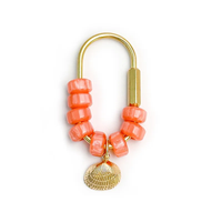 Porte-clés et breloque de sac à main en forme de coquillage perlé coloré, avec anneau en D en U et pendentif coquillage métallique, pour la décoration de sacs à main et de sacs.