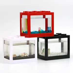 ランブルベタフィッシュファイティングシリンダーミニ水族館ビルディングブロックボウルフィッシュタンクデスクトッププラスチックアクリル水族館持続可能
