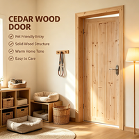 Light Pastoral Solid Cedar Flat Timber Door Durable Solid Wood Bedroom Door for Family Use