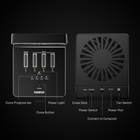 FIDECO kipas pendingin desain baru USB 4 Gbps 4 Bay Offline Clone Docking M2 NVMe PCIe SSD duplikator mendukung 1 hingga 3 Clone