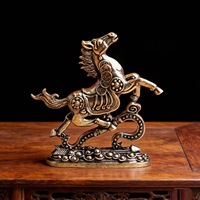 Ornement de cheval du zodiaque en laiton, petit ornement, décoration de bureau et de maison, cadeau fait à la main, 1 pièce